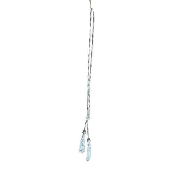 Silver Tone Lariat Tassel Necklace - Picture 2 of 8